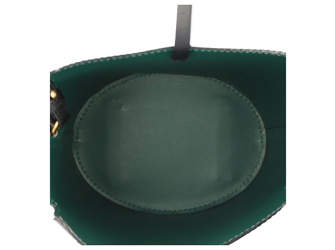 Borsa a secchiello in pelle nera e verde Burberry - vista 6