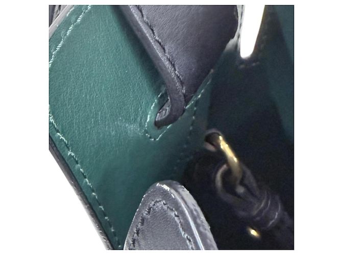 Borsa a secchiello in pelle nera e verde Burberry - vista 9