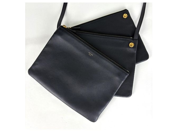 Céline Borsa a tracolla Trio Large in pelle Celine - vista 6