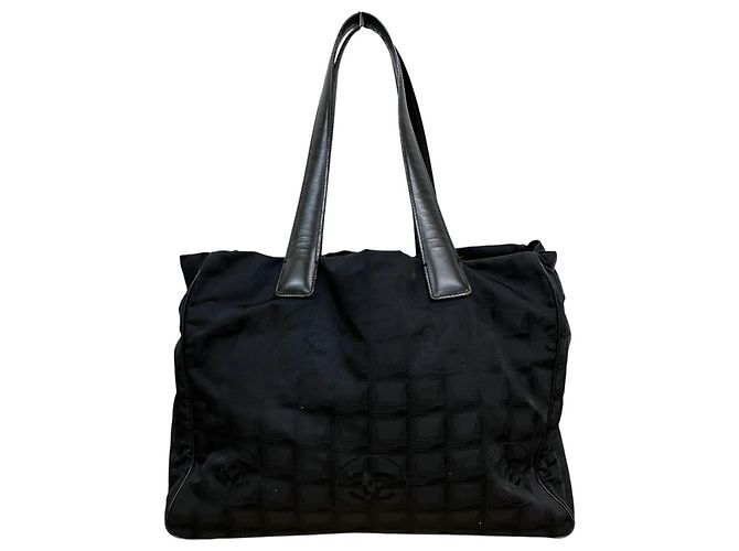 Borsa Tote Chanel MM in tela e pelle nera - vista 2