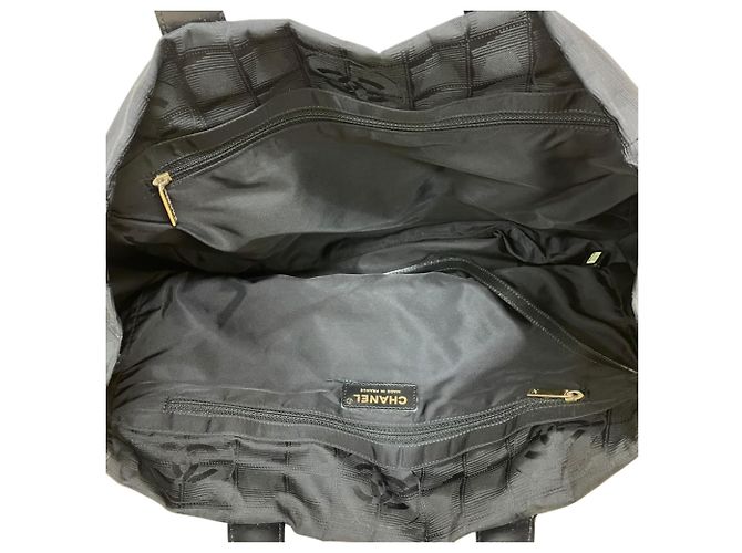 Borsa Tote Chanel MM in tela e pelle nera - vista 9