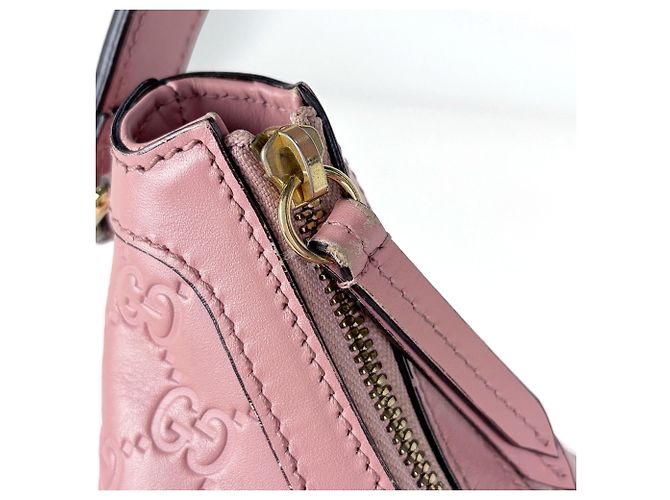 Borsa a tracolla Gucci in pelle GG rosa - vista 6