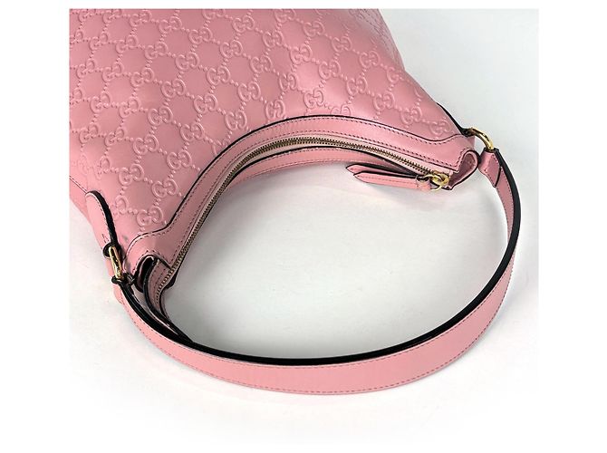 Borsa a tracolla Gucci in pelle GG rosa - vista 8