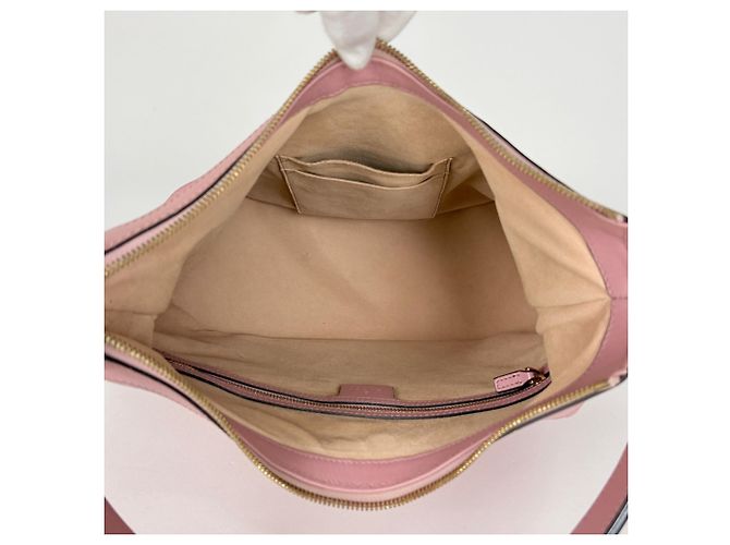 Borsa a tracolla Gucci in pelle GG rosa - vista 9