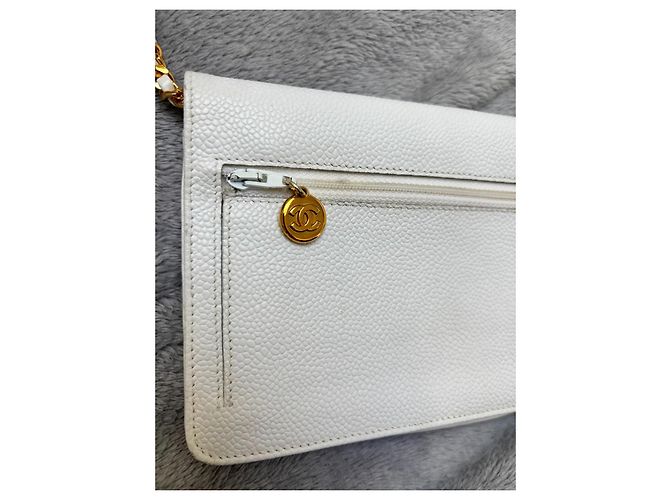 Chanel Wallet On Chain (WOC) Pelle Caviar Bianca - vista 12