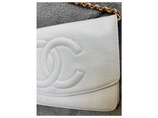 Chanel Wallet On Chain (WOC) Pelle Caviar Bianca - vista 14