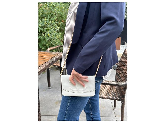 Chanel Wallet On Chain (WOC) Pelle Caviar Bianca - vista 2