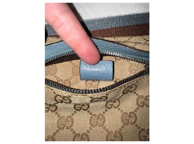 Borsello a vita Gucci GG Supreme Beige e Blu - vista 5