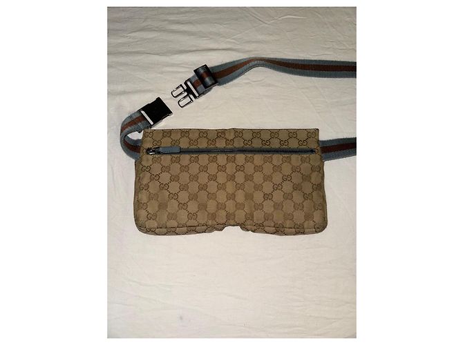 Borsello a vita Gucci GG Supreme Beige e Blu - vista 6