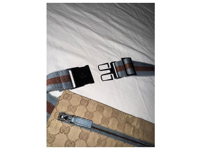 Borsello a vita Gucci GG Supreme Beige e Blu - vista 8