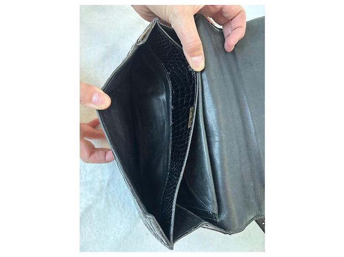 Hermès Borsa Demi-Lune Coccodrillo Nero - vista 14