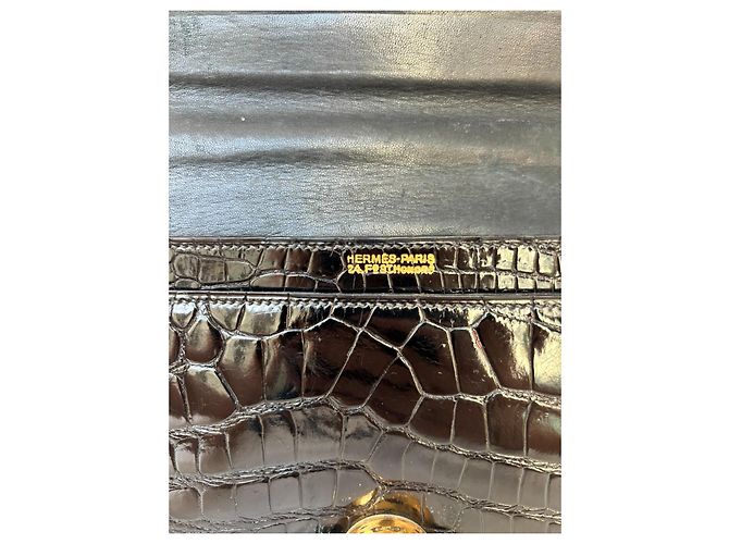 Hermès Borsa Demi-Lune Coccodrillo Nero - vista 8