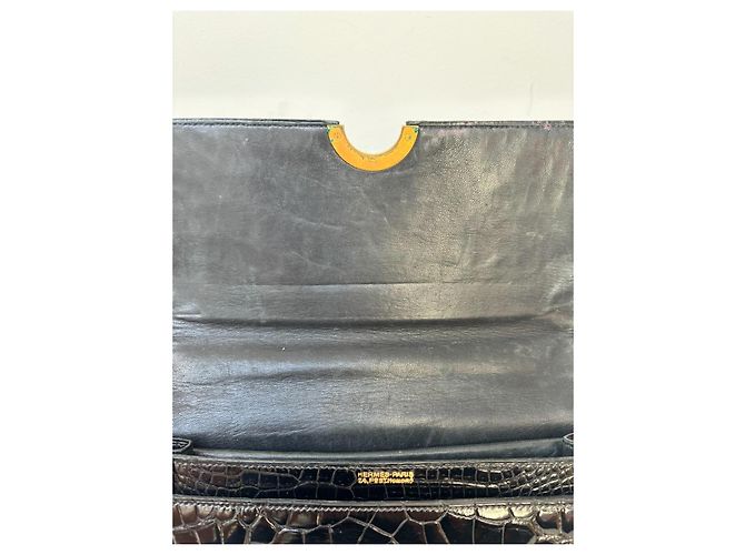 Hermès Borsa Demi-Lune Coccodrillo Nero - vista 9