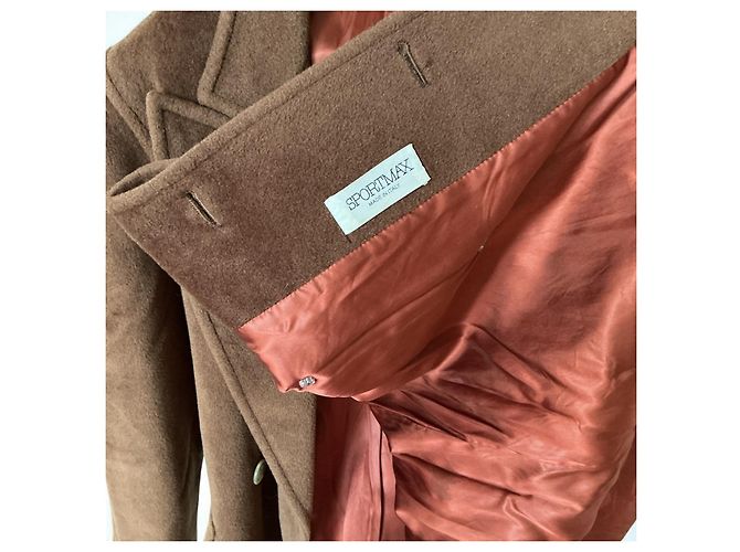 Abrigo Sportmax de cachemira marrón cruzado - vista 9