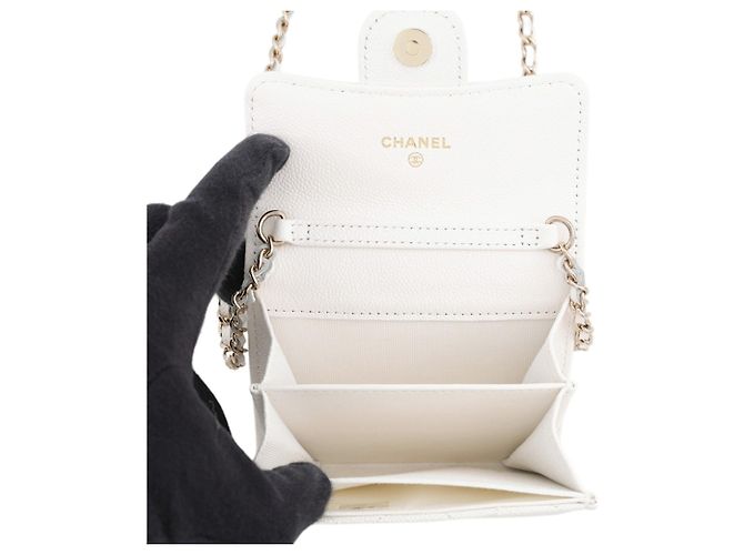 Portafoglio a catena/spalla Chanel White - vista 6
