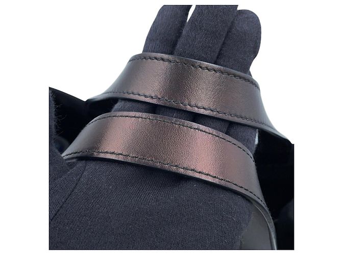 Borsa a mano Prada in denim e pelle nero blu - vista 12