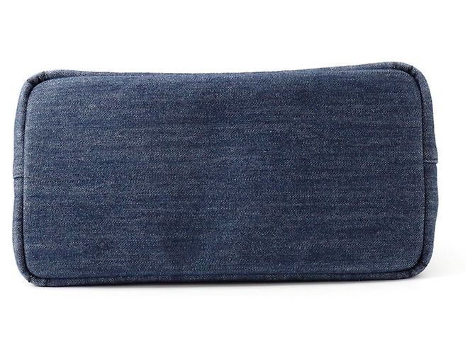 Borsa a mano Prada in denim e pelle nero blu - vista 3