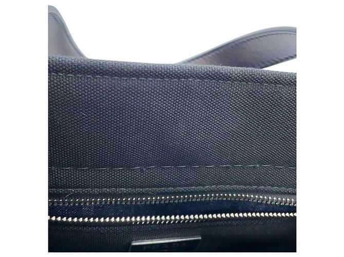 Borsa a mano Prada in denim e pelle nero blu - vista 9