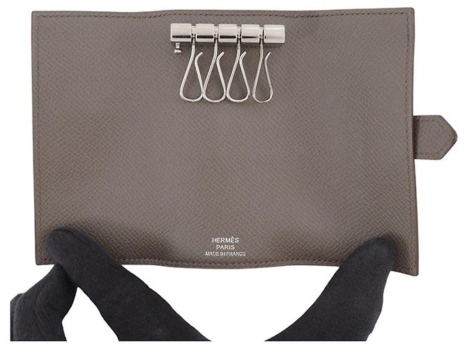 Hermès Hermes Bearn Schlüsseletui mit 4 Ringen in Etain - Ansicht 4