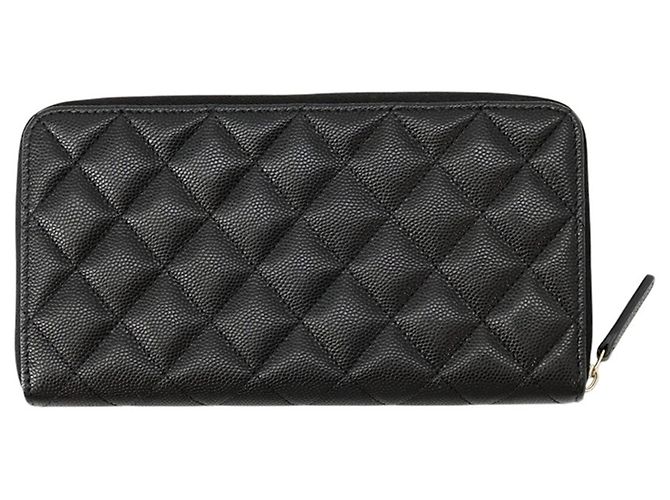 Cartera larga Chanel de piel de becerro granulada negra - vista 3