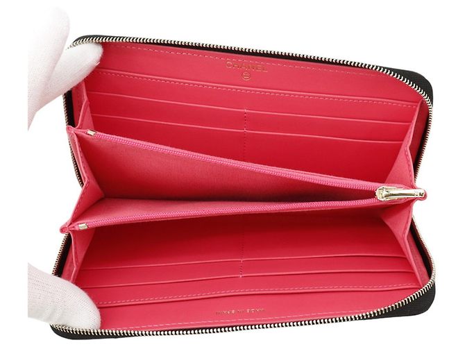 Cartera larga Chanel de piel de becerro granulada negra - vista 4