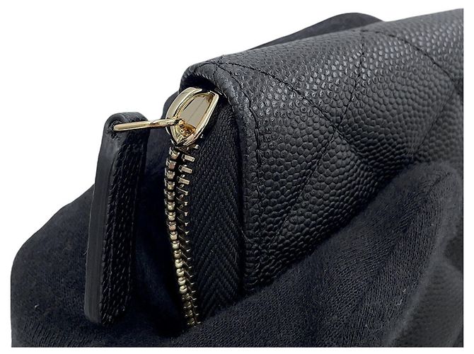 Cartera larga Chanel de piel de becerro granulada negra - vista 5