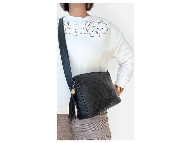 Borsa Camera CHANEL in Pelle Matelassé Nera - vista 3