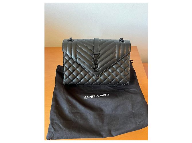 Autre Marque Saint Laurent Envelope Medium Tasche - schwarzes gestepptes Leder - Ansicht 2