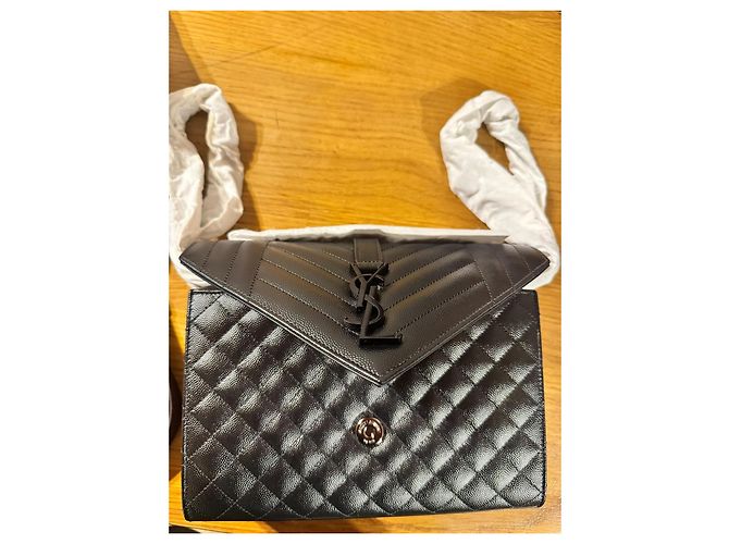 Autre Marque Saint Laurent Envelope Medium Tasche - schwarzes gestepptes Leder - Ansicht 7