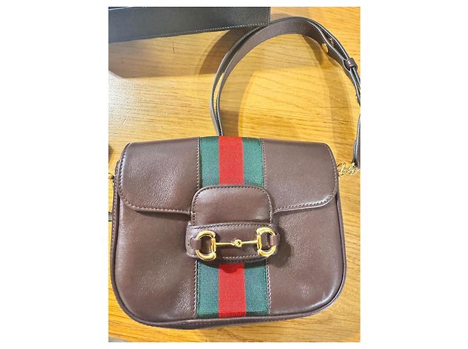 Gucci Horsebit 1955 Borsa a tracolla in pelle marrone - vista 2
