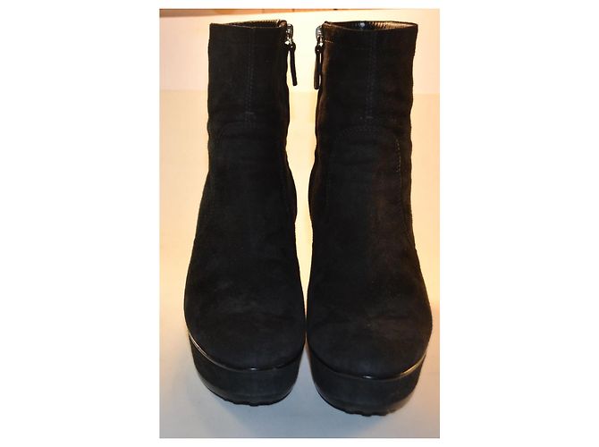Tod's Stivaletti con zeppa in camoscio nero - vista 3