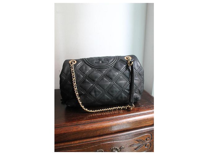 Tory Burch Borsa a tracolla trapuntata in pelle nera - vista 3