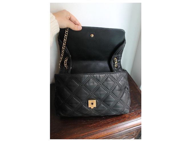 Tory Burch Borsa a tracolla trapuntata in pelle nera - vista 5