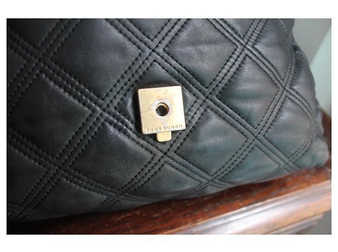 Tory Burch Borsa a tracolla trapuntata in pelle nera - vista 6