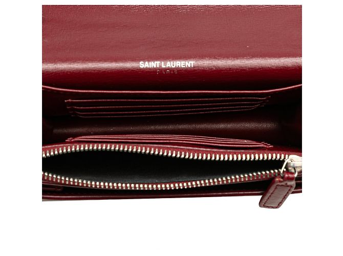 Autre Marque Borsa a tracolla Red Saint Laurent Mini Calfskin Monogram Sunset Wallet on Chain - vista 4