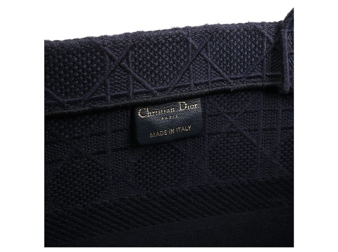 Borsa a tracolla Christian Dior Book Tote Cannage Canvas in blu navy - vista 11