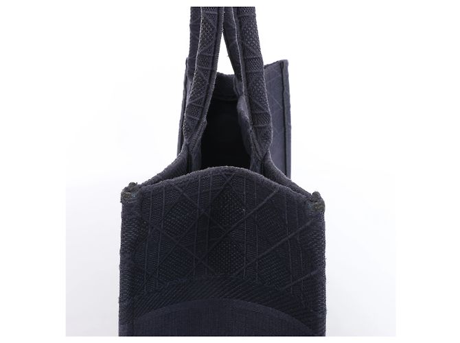 Borsa a tracolla Christian Dior Book Tote Cannage Canvas in blu navy - vista 5