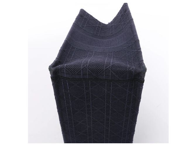 Borsa a tracolla Christian Dior Book Tote Cannage Canvas in blu navy - vista 8