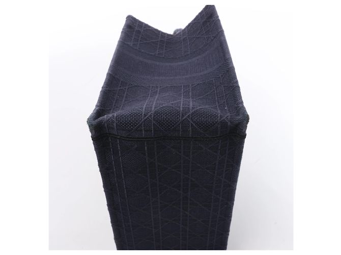 Borsa a tracolla Christian Dior Book Tote Cannage Canvas in blu navy - vista 9