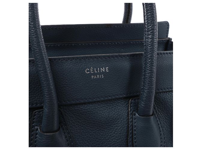 Céline Borsa a mano Celine Luggage Micro in pelle blu navy - vista 10
