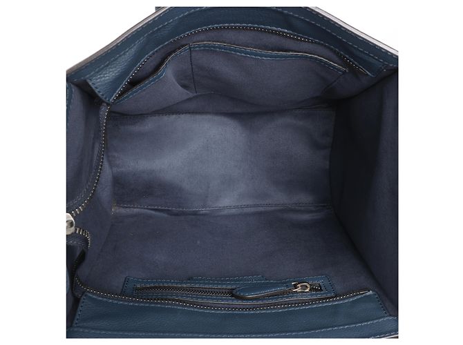 Céline Borsa a mano Celine Luggage Micro in pelle blu navy - vista 12