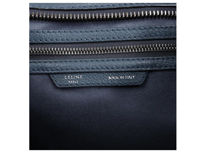 Céline Borsa a mano Celine Luggage Micro in pelle blu navy - vista 13