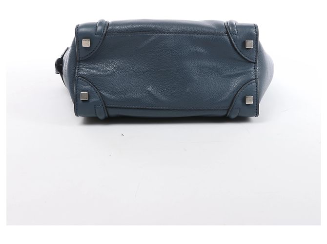 Céline Borsa a mano Celine Luggage Micro in pelle blu navy - vista 7