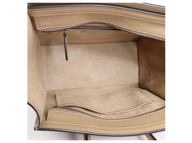 Céline Borsa a mano Celine Luggage Micro in pelle Beige - vista 12