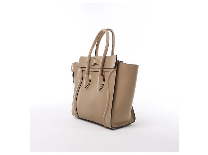 Céline Borsa a mano Celine Luggage Micro in pelle Beige - vista 3