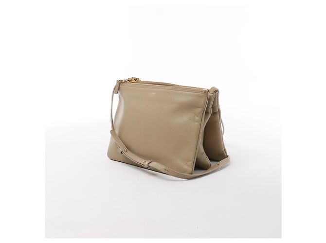Céline Borsa a tracolla Celine Trio Large in pelle Beige - vista 2