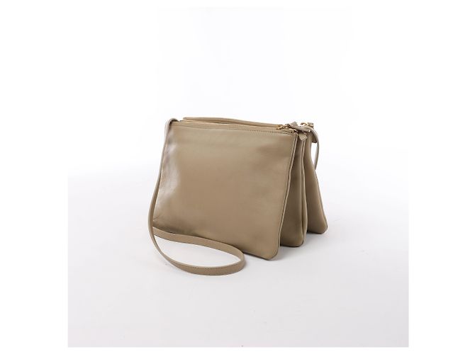 Céline Borsa a tracolla Celine Trio Large in pelle Beige - vista 3