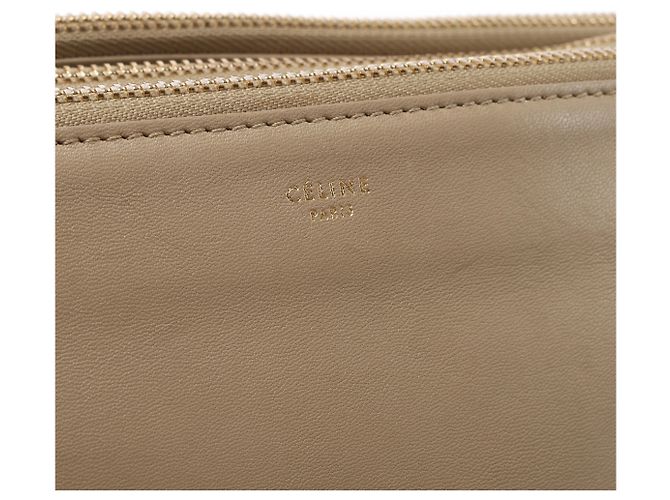 Céline Borsa a tracolla Celine Trio Large in pelle Beige - vista 9