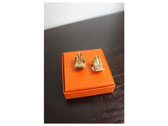 Hermès Orecchini a clip in metallo dorato ed emaille - vista 5