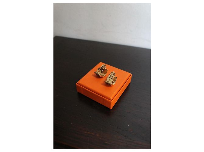 Hermès Orecchini a clip in metallo dorato ed emaille - vista 6
